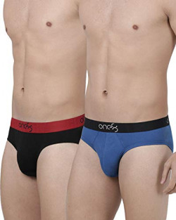one8 by Virat Kohli Men Cotton Brief (Black/Royal Blue, Small)