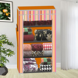 XENABO A4 Digital Printed PP Collapsible Wardrobe(Finish Color - Orange Strip Printed, DIY(Do-It-Yourself))