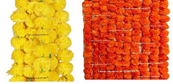 Sphinx Artificial Marigold Fluffy Flowers Garlands for Decoration - (3 Yellow + 3 Orange. 6 Pieces)