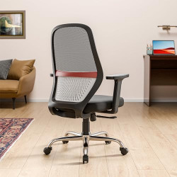 Green Soul Eva Office Chair, Mid Back Mesh Ergonomic Computer, Desk Chair, Work from Home Chair with Built-in Lumbar Support, Heavy Duty Metal Base & High Comfort Seating (Black Red)