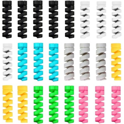 STRIFF 25 Pieces Highly Flexible Silicone cable protectors, charger cable protector, charger protector, wire protector, cable protector, charging cable protector (colorful)