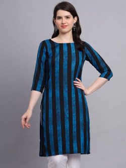 Kiwie Striped Printed Straight Kurta