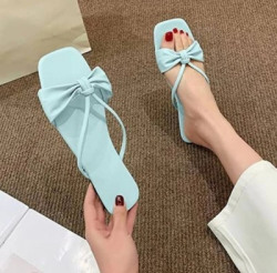 GeruCrafts Women |Premium|Comfort|Trendy|Lightweight|Stylish|Flats|Chapal|Slippers Slides(Blue 4)