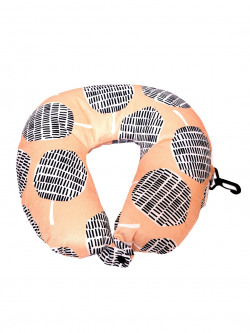Destinio Orange & Black Printed Cotton Neck Pillow