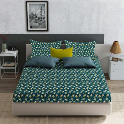Status Contract Spring Summer Collection-2024 Cotton Double Bed Sheets | Standard Size Bedspread for Double Bed with 2 Pillow Covers Set-120GSM | (Green)