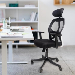 NEWTURN Matrix Pre-Assembled with Heavy Duty Metal Stand Ergonomic Mesh Office Computer Chair Study Chair (Black) with 2 Years Warranty (Model-2 Adjustable)