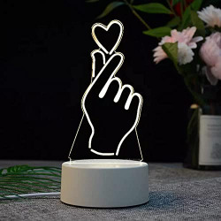 Whitecloud TRANSFORMING HOMES 3D USB Acrylic Night Light LED Table Desk Bedroom Decor Gift Warm Table Lamp for Bedroom Living Room (Heart Light)