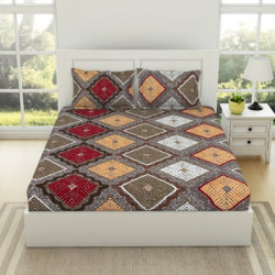 Welspun 144 TC Microfiber Double Printed Flat Bedsheet(Pack of 1, Multicolor)