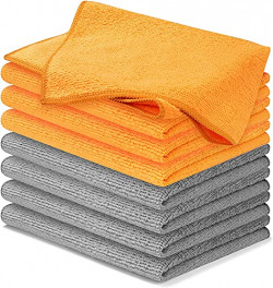 Microfiber Cleaning Cloth - 4Pcs (12x16 in) High Performance, 1200 Washes - Grip-Root Ultra-Absorbent Weave Traps Grime & Liquid for Streak-Free Mirror Shine - Scratch Proof & Lint Free -Towel