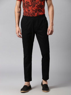 Hubberholme Men Cotton Smart Slim Fit Easy Wash Trousers