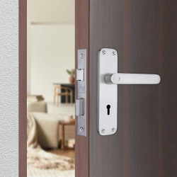 Godrej Mortise Lock I Door Handle Set | ELC 09 | 6-Lever Locking Mechanism | Reversible Latch | for Wooden Doors (Satin Steel)