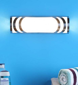Ntu-71 White Glass & Steel Bath Light by tu casa Holder Type b-22 (Bulb not Included)