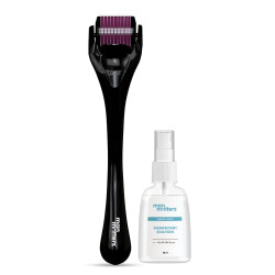 Man Matters 1.00 mm Derma Roller with Disinfectant | With 540 Titanium Alloy Needles | Promotes Beard & Hair Growth & Reduces Acne Scars | Safe, Effective & Easy to Use