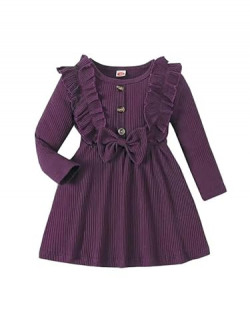 Niren Enterprise Wine Siskin Button Front Baby Girl Frock (Wine Siskin, 4-5Y)