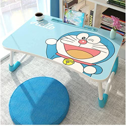 SOLIAM-Foldable-Laptop-Table-Multipurpose-with-Cup-Holder-Study-Bed-Breakfast-Table-Large-Size-and-Portable-Ergonomic-Rounded-Edges-Non-Slip-Legs (DOREMON)