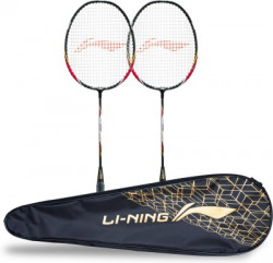 LI-NING XP 998 Badminton Racket Pack of 2 + 1 Full Cover (Charcoal, Red) Multicolor Strung Badminton Racquet(Pack of: 3, 95 g)