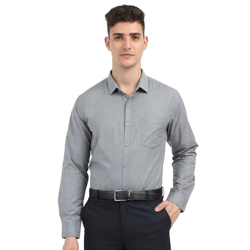 Scott International Shirt for Men, Solid Full Sleeves Shirt, Wrinkle Free Mens Shirts, Cotton Formal Shirts, Regular Fit Stylish Mens Shirt, Plain Formal Shirts for Men Grey