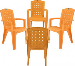 NATURE 8001 Plastic Outdoor Chair(Soil, Set of 4, Pre-assembled)