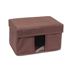 Amazon Brand - Solimo Fabric Rectangular Storage Box, Small, Set of 1, Brown