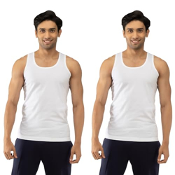 Chromozome Men Regular Fit Vest Cz 501 (Pack of 2) M White