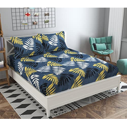 BSB HOME 120 TC Double Printed Bedsheet with 2 Pillow Covers | 110 GSM Soft Brushed Microfiber - Breathable & Wrinkle Free - (86 X 88 Inch, Grey & Black & White)