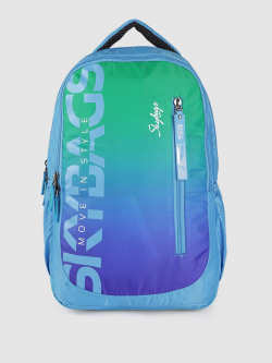 Skybags Unisex Blue & Green Brand Logo Printed Backpack