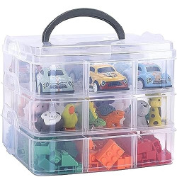 THE SR BRAND 3 Layers 18 Grid Plastic Transparent Jewelry/Makeup/Cosmetic Storage Box Portable Jewelry Box Accessories for Earrings Ring (Transparent)