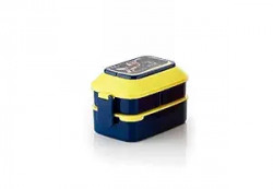 Entisia Lunch Box for School - 4 Compartment Plastic Tiffin Box, Air Tigh Easy to Clean Lunch Box for Kids, Fresh Box for Sandwiches, Pasta, Noodle, Salad, Wrap (Double Layer Bento Square Lunch Box)