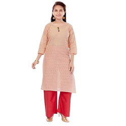 Aarika Girls Peach Colour Cotton Embroidery Kurti (KURTI-K-181-PEACH-30)