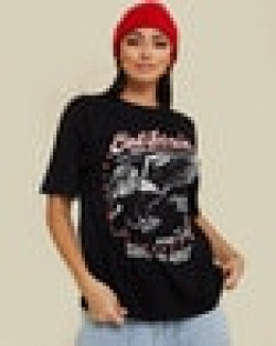 Graphic Print Oversized Crew-Neck T-Shirt