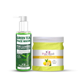 Pink Root Lemon Massage Gel 500ml with Green Tea Pore Cleansing Face Wash 100ml