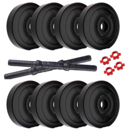 Simran Sports 8kg PVC Adjustable Weight Plates with Dumbbells Rods (2kg*4plate + Red Dumbbells Rod), Weights Plates Set for Weight Lifting, Strength Training Home Gym Fitness Workout