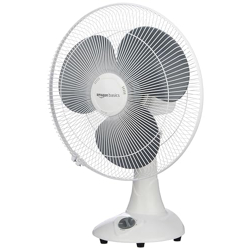 amazon basics 16-Inch Table Fan | Tilting Head | 1400 RPM | Silent Operation | 400mm Sweep Length (Grey)