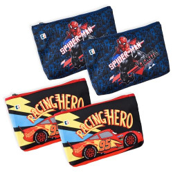 Kuber Industries Pack of 4 Pencil Pouch | Square Stationary Pouch | Pen-Pencil Box for Kids | School Geometry Pouch | Pencil Utility Bag | Zipper Pencil Organizer | Navy Blue & Red