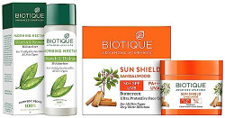 Biotique Bio Sandalwood Face & Body Sun Cream Spf 50 Uva/Uvb Sunscreen For All Skin Types In The Sun & Morning Nectar Flawless Skin Lotion For All Skin Types, 190ml