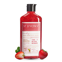 St. Dvence Bliss Berry Salicylic Acid Body Wash Shower Gel with Strawberry & Shea Butter Raw | Body Wash For Men & Women | Tan Removal Body Wash, Paraben & SLS Free, Exfoliating Body Wash | Body & Back Acne Body Wash- 300ml