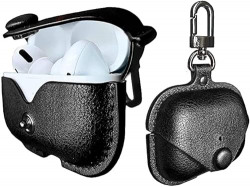 SML Accessories SML Case Compatible with AirPod Pro/Pro 2 Case Leather Shockproof with Loss Prevention Clip for Apple Air-Pods Pro Wireless Charging Case for airpods (Black)