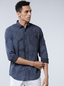 LOCOMOTIVE Men Blue Slim Fit Printed Casual Shirt