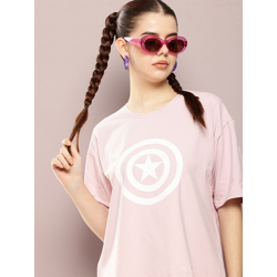 Kook N Keech Captain America Printed Drop-Shoulder Sleeves Oversized T-shirt