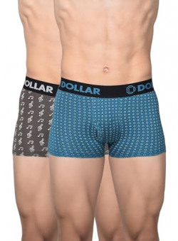 Dollar Bigboss Men's Assorted Pack of 2 Cotton Trunk (MBTR-16P-FLXTNK-PO2-CO5-M/85cm/34inch)