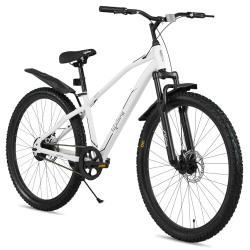 Lifelong Cycle for Men & Women 27.5 T with Dual Disc Brake - Single Speed MTB Bike - Bicycle with Front Suspension Fork - Mountain Bike Ideal for 15 Years + Adults Height 5 ft 5 inches (White)