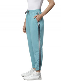 Hubberholme Women's Cotton Blend Regular Fit Checkered Track Pants (Sky Blue, 26)