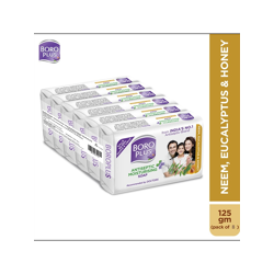 BOROPLUS Set of 8 Antiseptic Moisturising Soap With Neem, Eucalyptus & Honey - 125g Each