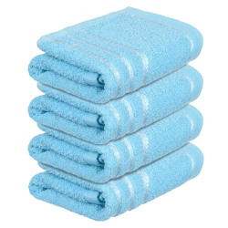 Kuber industries Face Towel | Towels for Facewash | Towels for Gym | Facewash for Travel | Towels for Daily use | Workout Hand Towel | Lining Design | 14x21 Inch | Pack of 4 | Blue