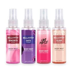 Bella Vita Luxury Body Mist Travel Size Gift Set for Woman with Date, Senorita, Glam & Hot Mess Refreshing Floral, Fruity|Long Lasting Fragrance, 50ml Each