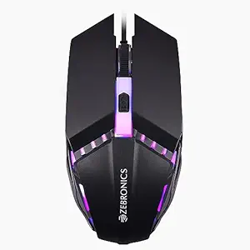 ZEBRONICS PHERO Wired Gaming Mouse with up to 1600 DPI, Rainbow LED Lights, DPI Switch, High Precision, Plug & Play, 4 Buttons
