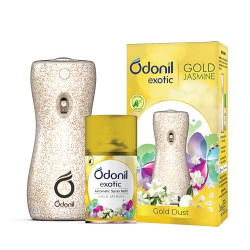 DABUR Odonil Exotic Automatic Spray - 225Ml | Machine + 1 Refill | Gold Jasmine | 2X Long Lasting | 2200 Sprays Guaranteed | Lasts Upto 60 Days