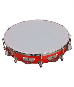 Sai Musical Alligator Fibre Dafli/Tambourine Random colour 10 inch Hand Percussion Musical Instrument