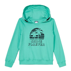 Amazon Brand - Symbol Girls Casual Cotton, Polyester Hooded Sweatshirt (AW21SMBYSWTPO1-704_Green_11-12 Years)