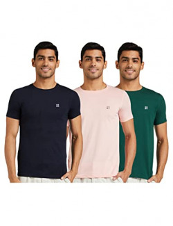 Cazibe Men Regular Fit T-Shirt (Pack of 3) Navy/Shadow Green/Pink M